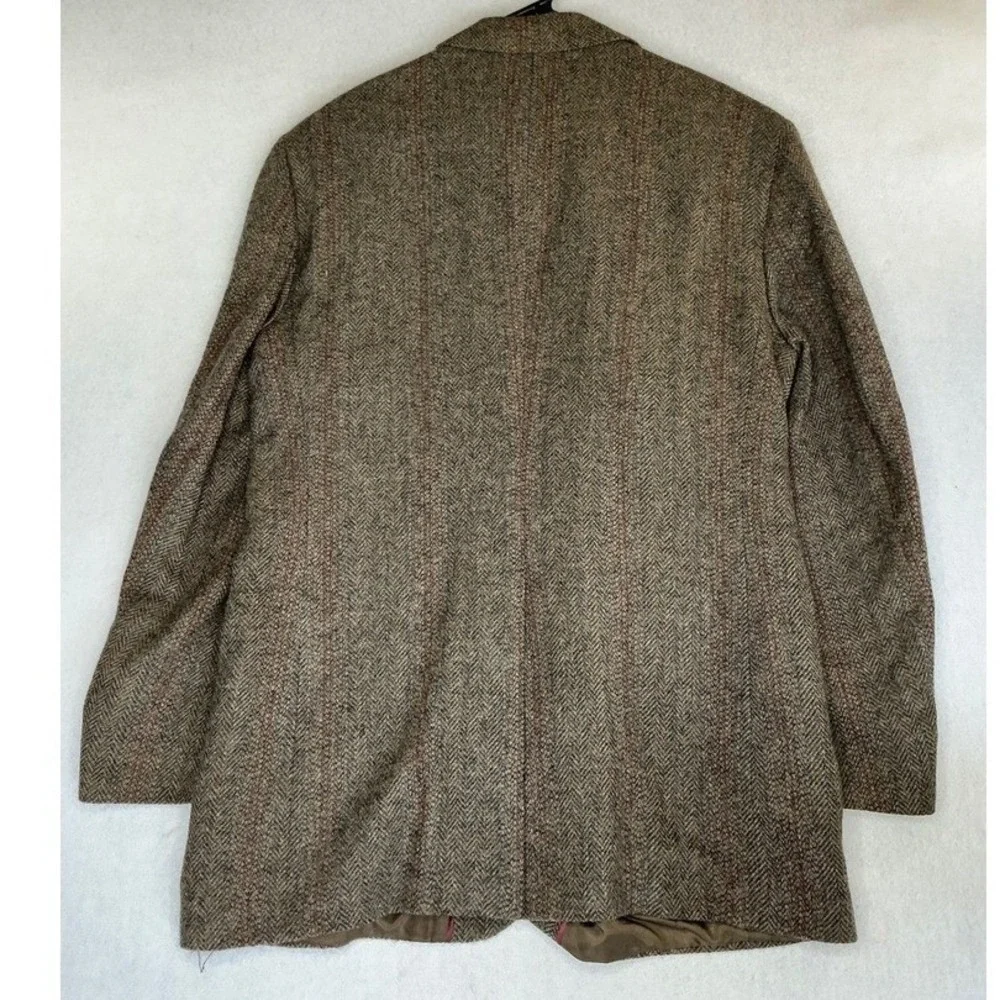 Imperial by Haggar Blazer Mens 46L‎ Brown Wool Herringbone Striped Sport Coat - Picture 6 of 11